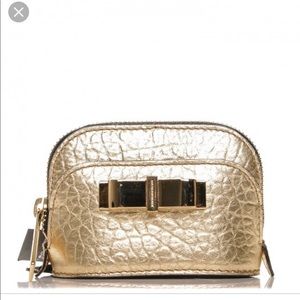 👛 Burberry Metallic Heritage Grain Mini Bow Purse